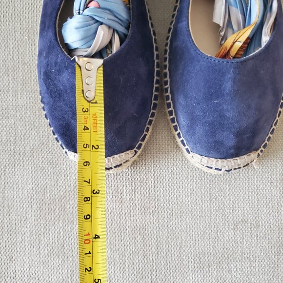 NWB Gaimo Navy Suede Ballet Espadrilles W/ Fabric Ankle Straps 39 (8 US) A189 - Picture 7 of 9